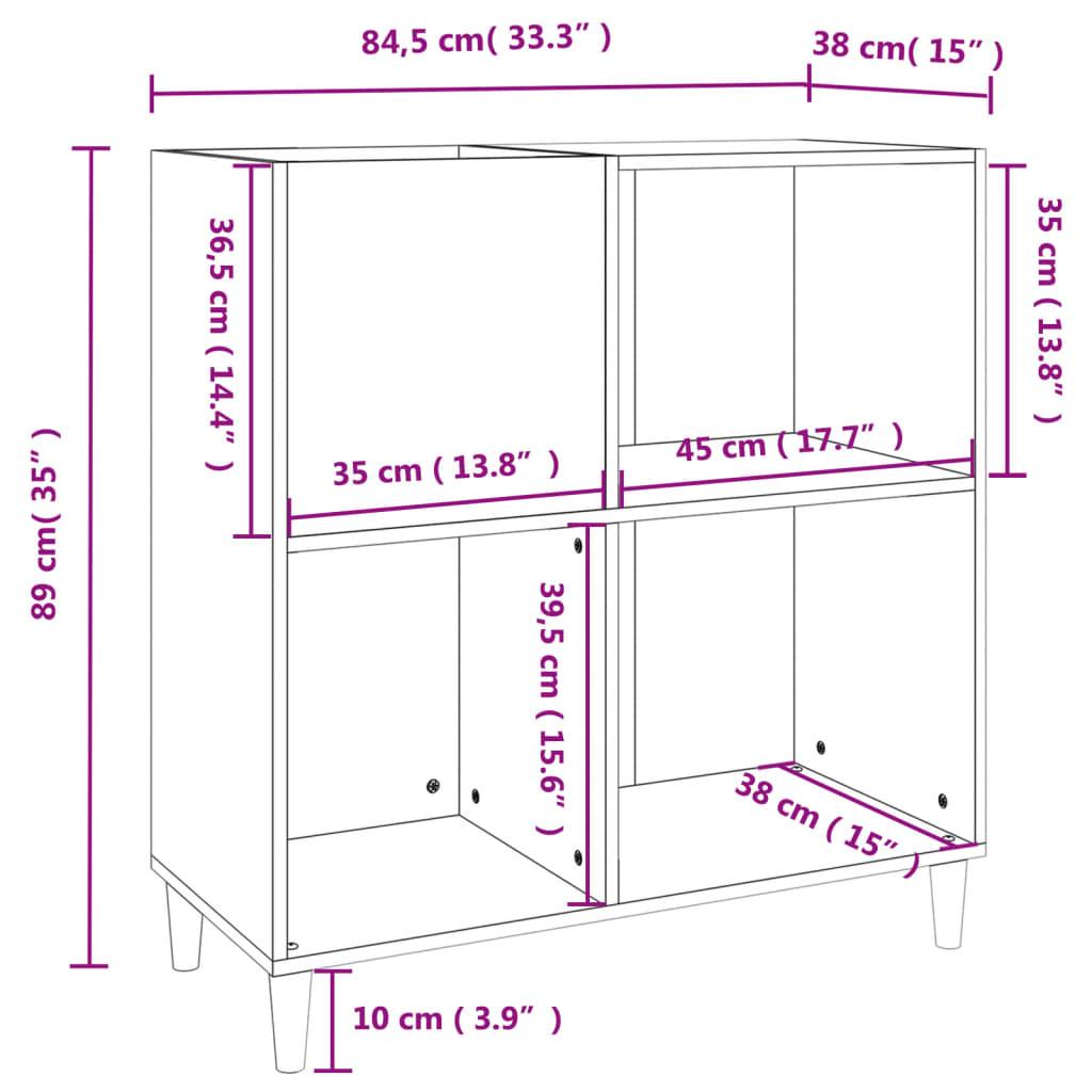 Record Cabinet Sonoma Oak 84,5x38x89 cm Engineered Wood