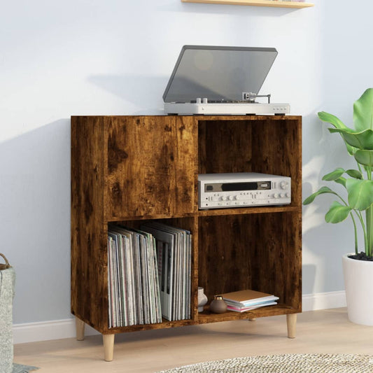 Record Cabinet Smoked Oak 84.5x38x89 cm Engineered Wood