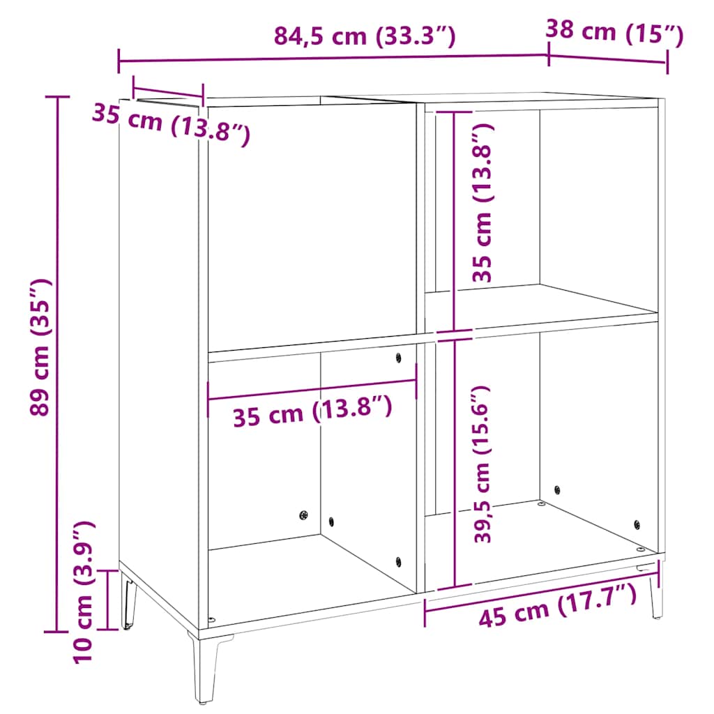 Record Cabinet | White | Engineered wood, metal | Medium
