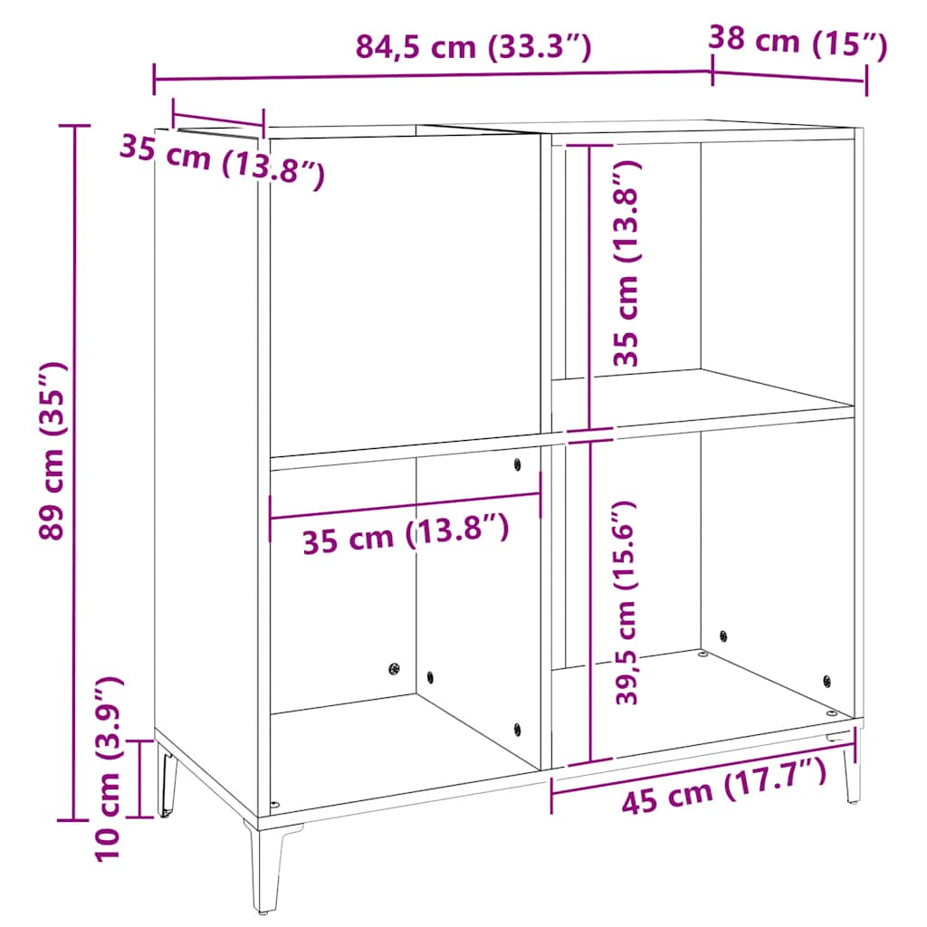 Record Cabinet | Sonoma oak | Engineered wood, metal | 84.5 x 38 x 89 cm