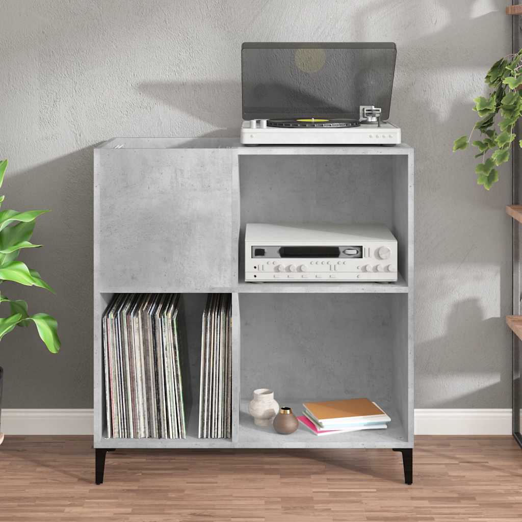 Record Cabinet | Concrete grey | Engineered wood, Metal | Medium