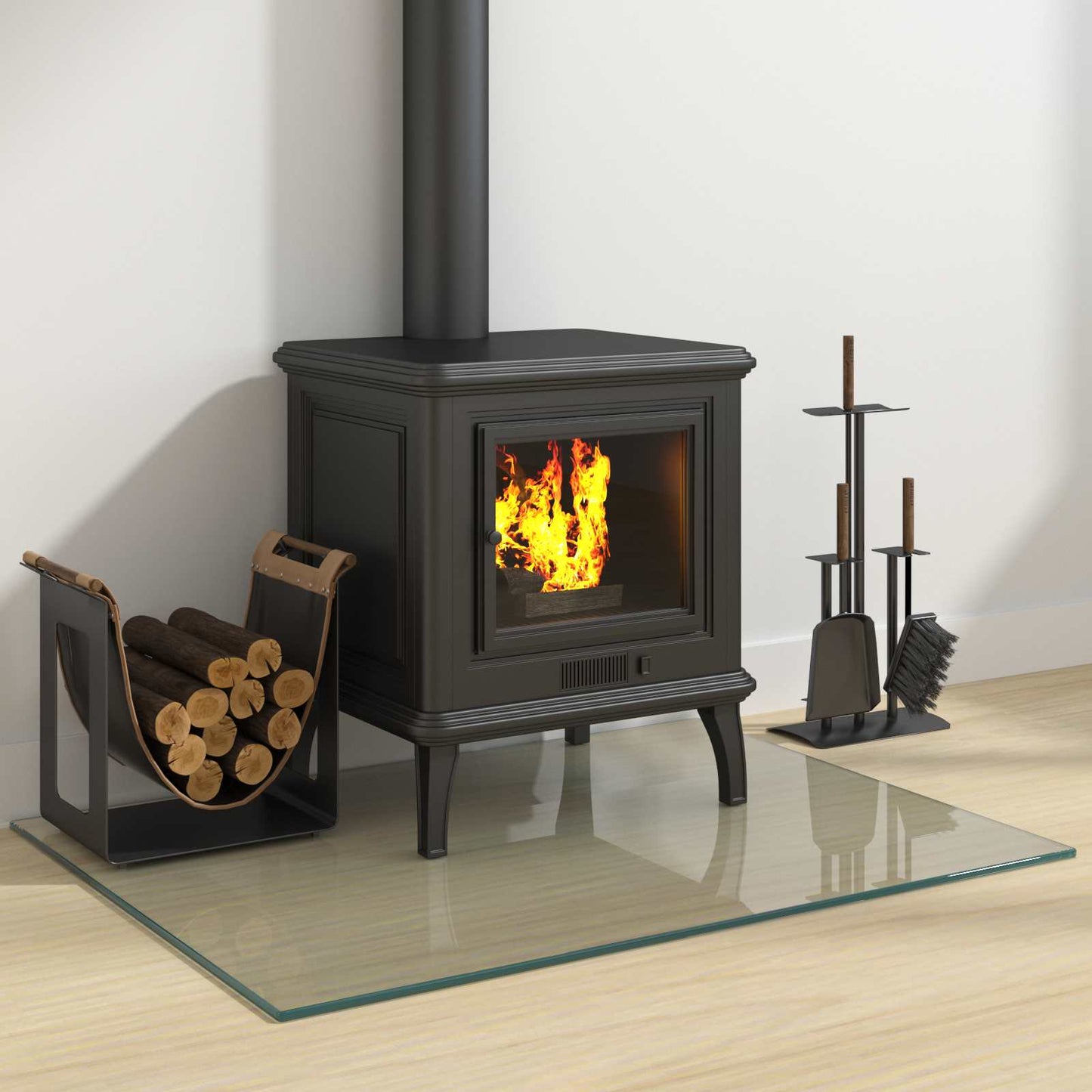 Fireplace Glass Plate Transparent 80 x 60 cm Glass