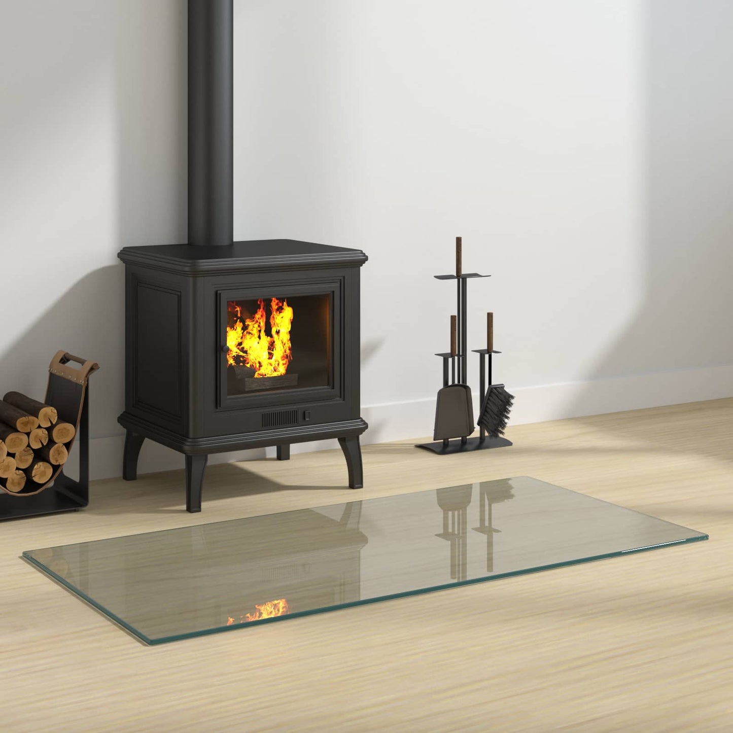 Fireplace Glass Plate Transparent 100 x 50 cm Glass