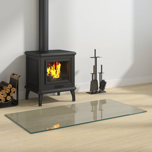 Fireplace Glass Plate Transparent 100 x 50 cm Glass