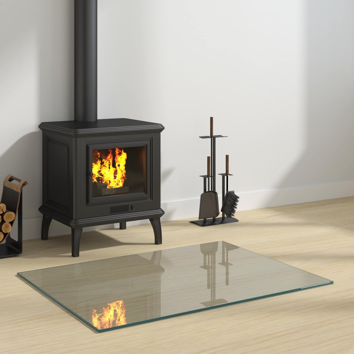 Fireplace Glass Plate Transparent 80 x 60 cm Glass