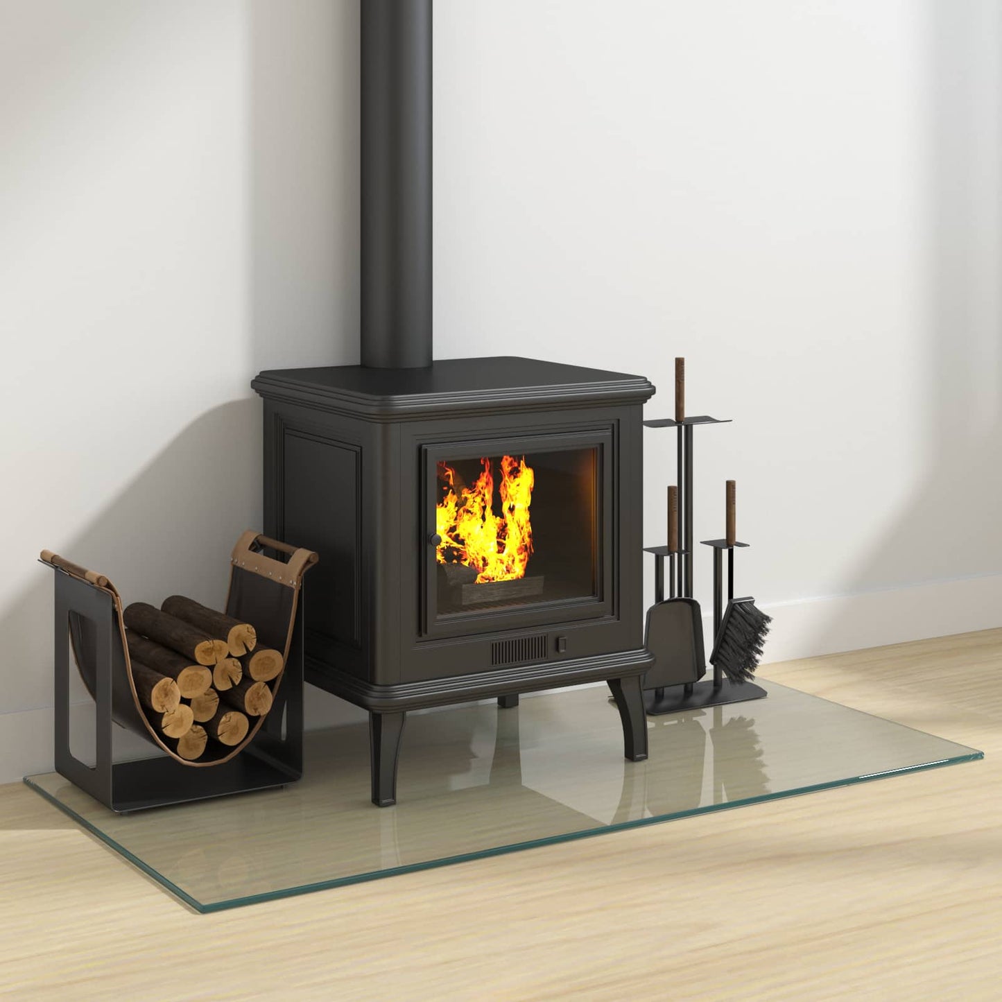 Fireplace Glass Plate Transparent 39.37 x 19.69 in Glass