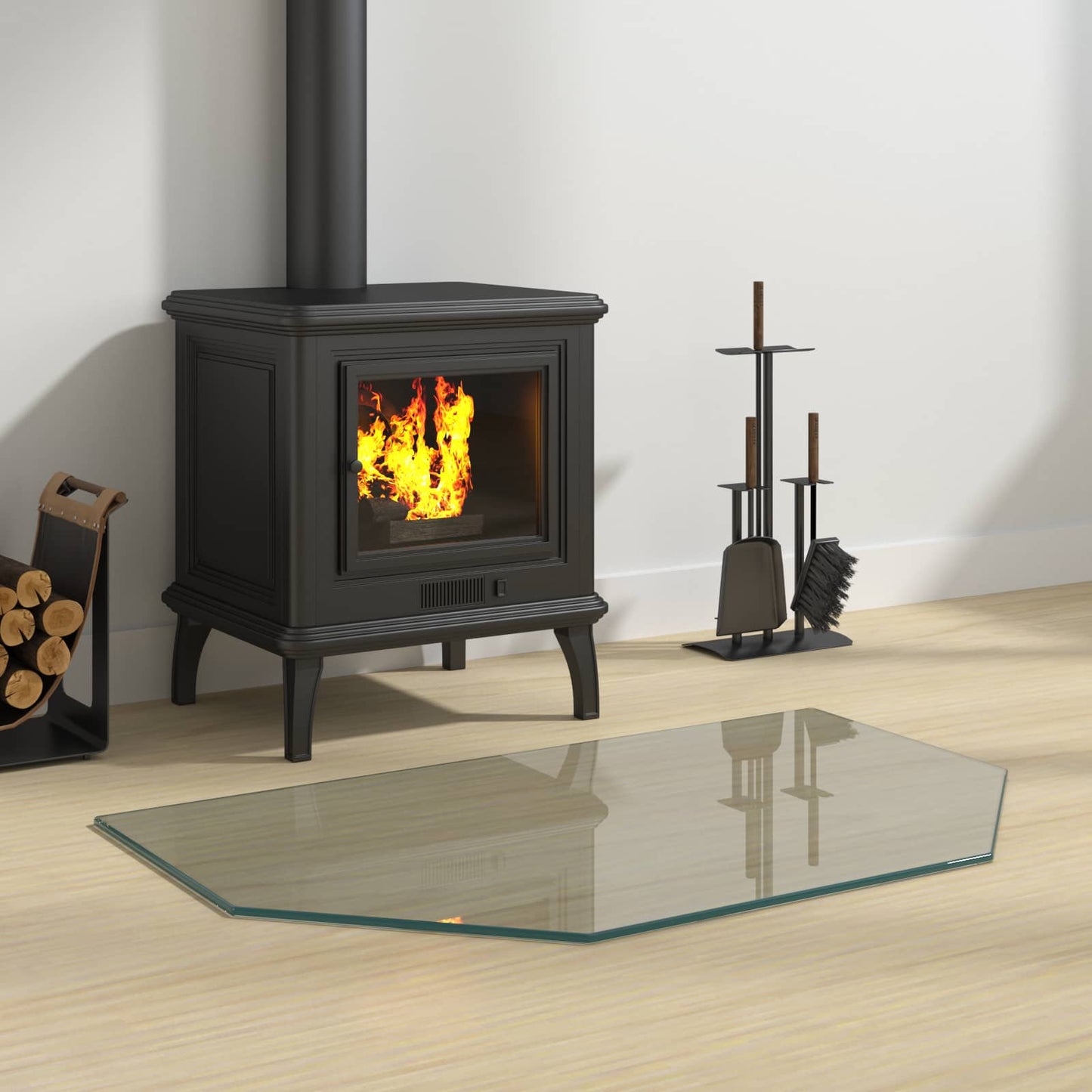 Fireplace Glass Plate Transparent 80 x 50 cm Glass