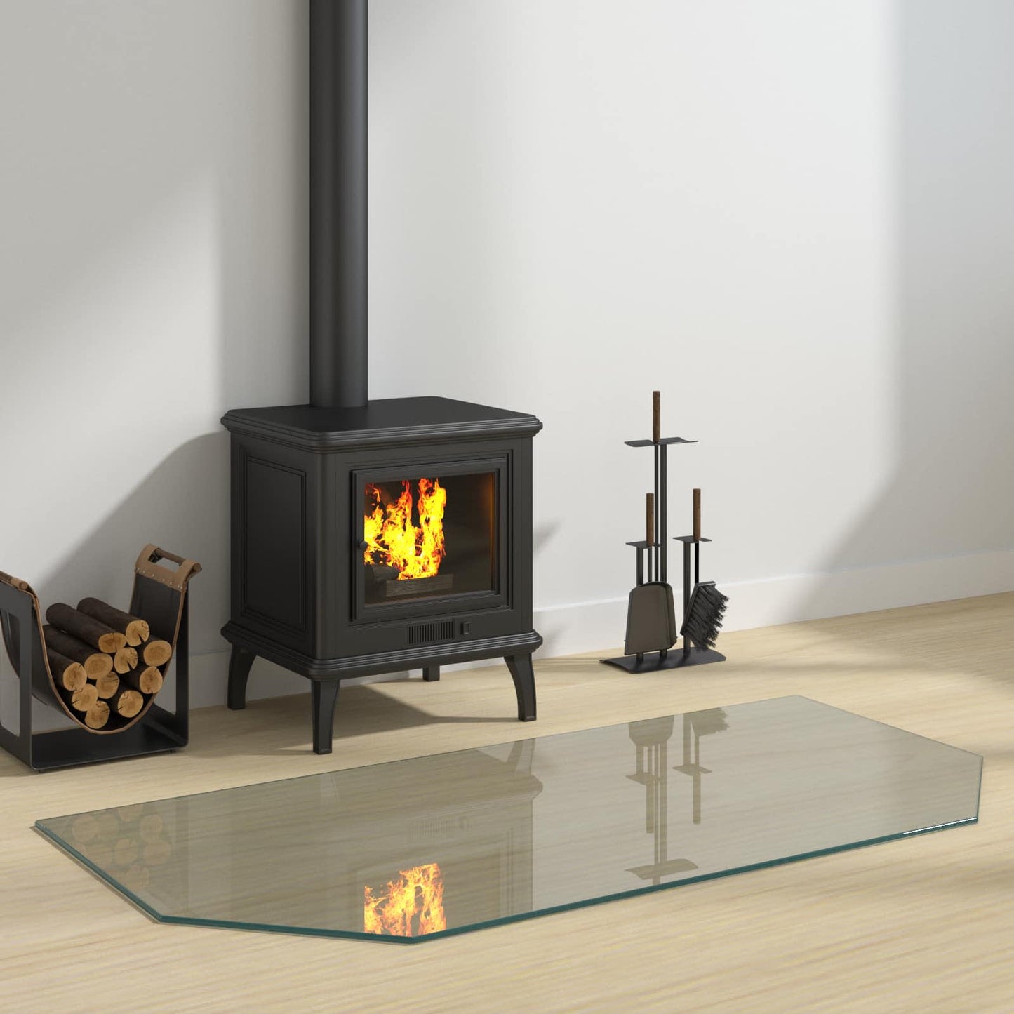 Fireplace Glass Plate Transparent 120 x 60 cm Glass