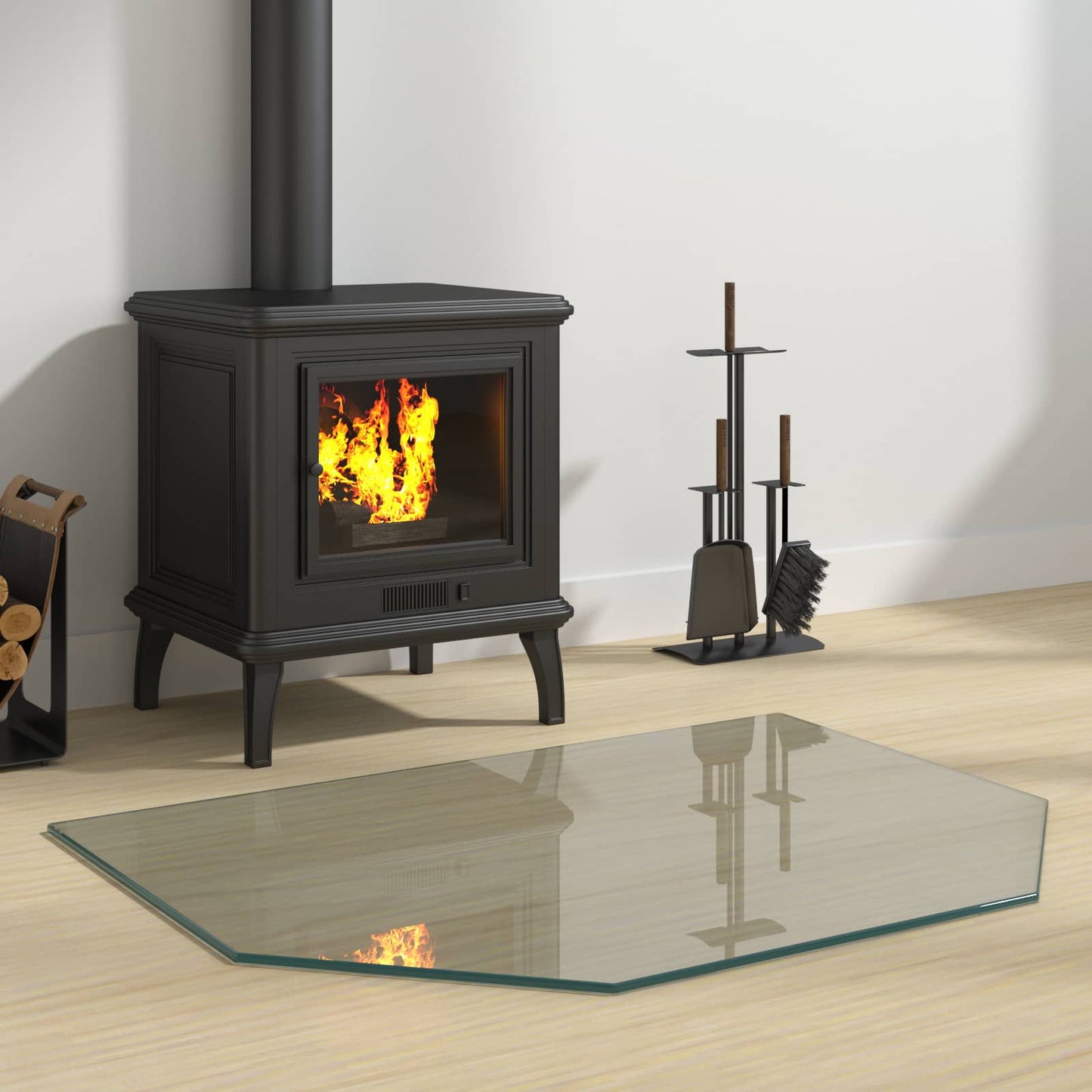 Fireplace Glass Plate Transparent 80 x 60 cm Glass
