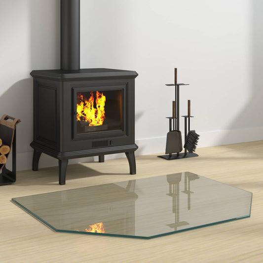 Fireplace Glass Plate Transparent 80 x 60 cm Glass