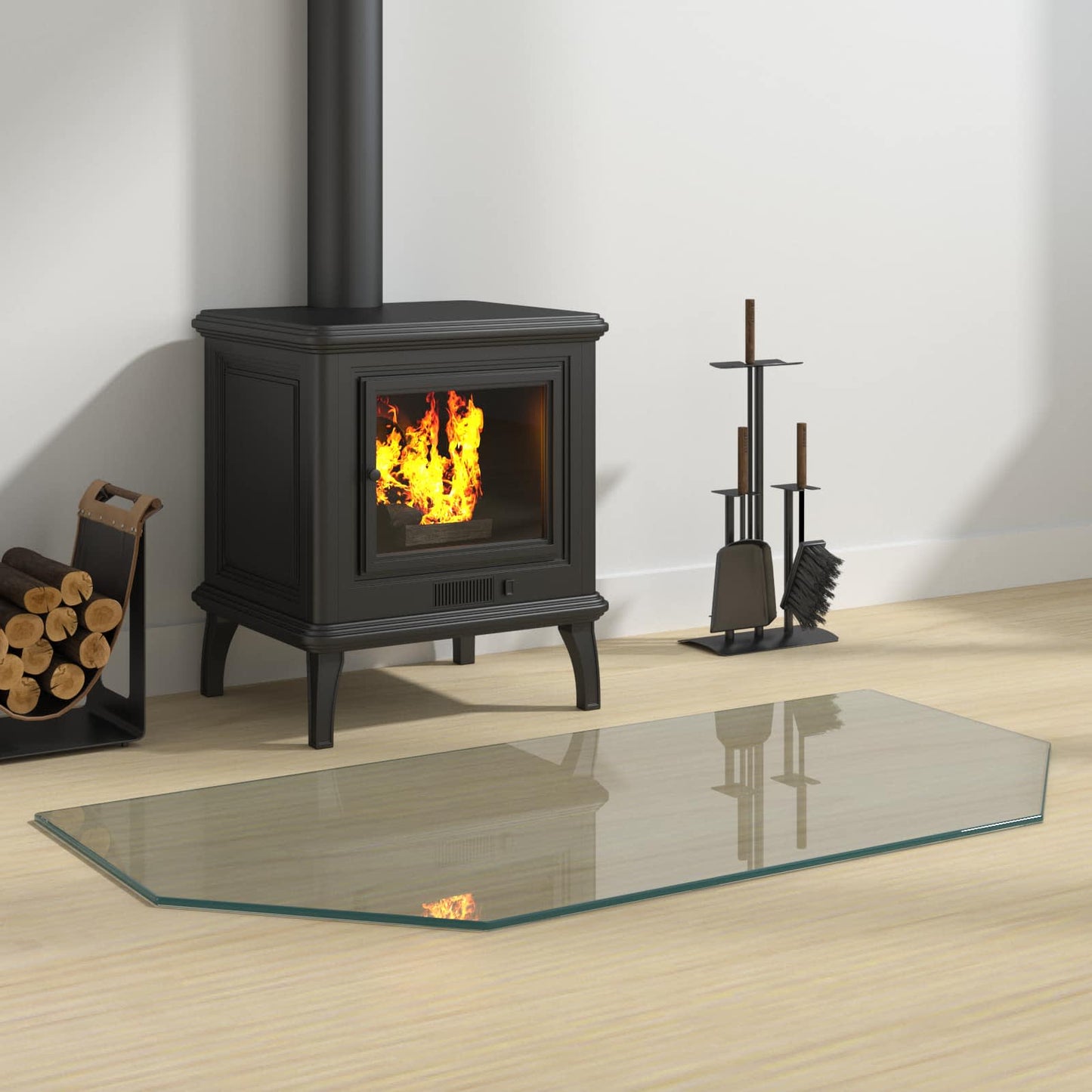 Fireplace Glass Plate Transparent 100 x 50 cm Glass