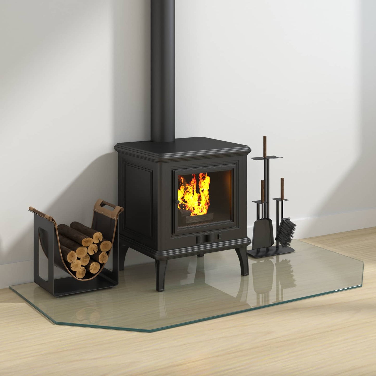 Fireplace Glass Plate Transparent 120 x 60 cm Glass