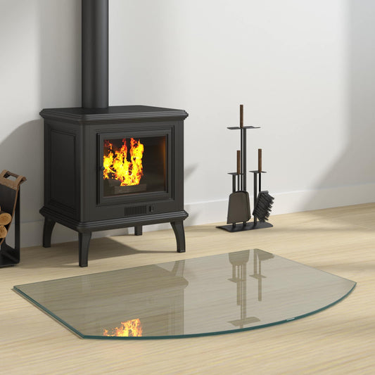 Fireplace Glass Plate Transparent 80 x 60 cm Glass