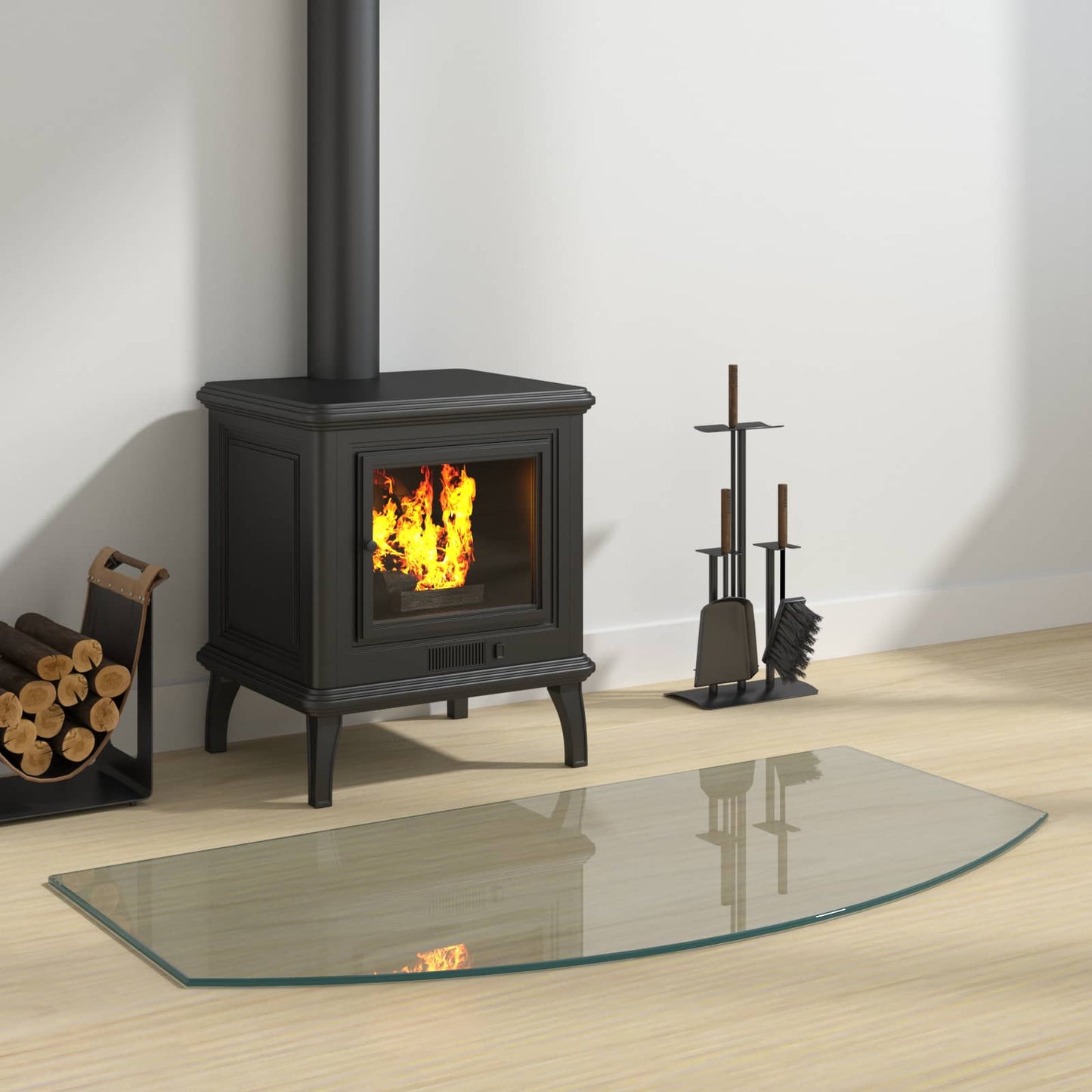 Fireplace Glass Plate Transparent 100 x 50 cm Glass