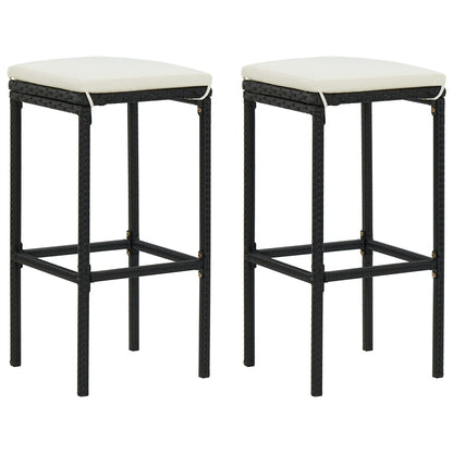3 Piece Patio Bar Set with Cushions Black Poly Rattan