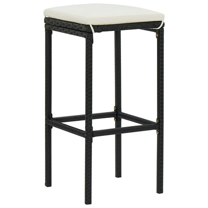 5 Piece Patio Bar Set with Cushions Black Poly Rattan
