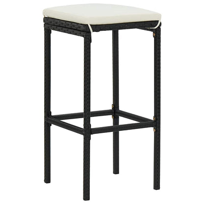 9 Piece Patio Bar Set with Cushions Black Poly Rattan