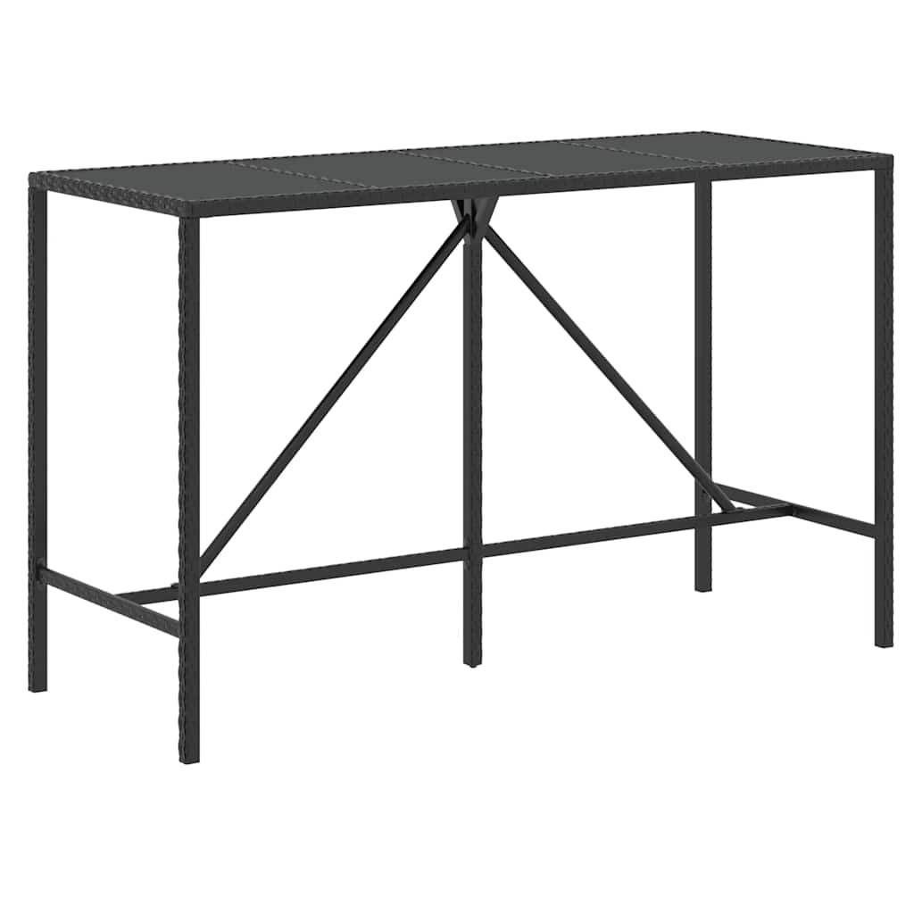 9 Piece Patio Bar Set with Cushions Black Poly Rattan
