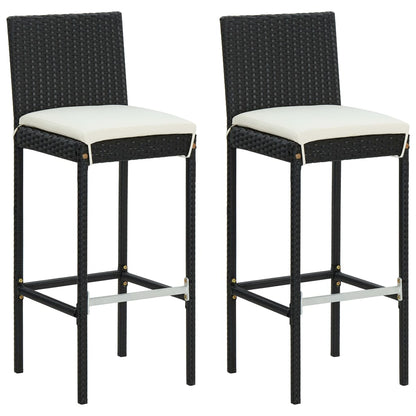 3 Piece Patio Bar Set with Cushions Black Poly Rattan