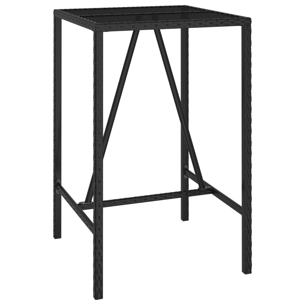 Garden Bar Set | Black | PE rattan, powder-coated steel, tempered glass