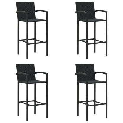 Garden Bar Set | Black | PE rattan | Medium | Footrest | Bar Table Set