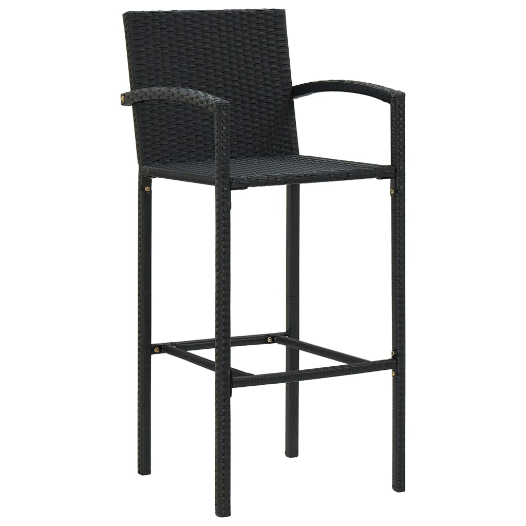 Garden Bar Set | Black | PE rattan | Medium | Footrest | Bar Table Set