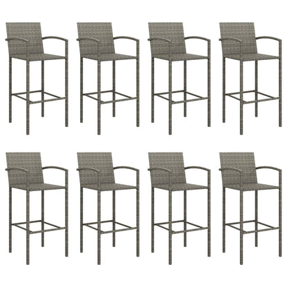 Garden Bar Set | Grey | PE rattan, powder-coated steel, tempered glass