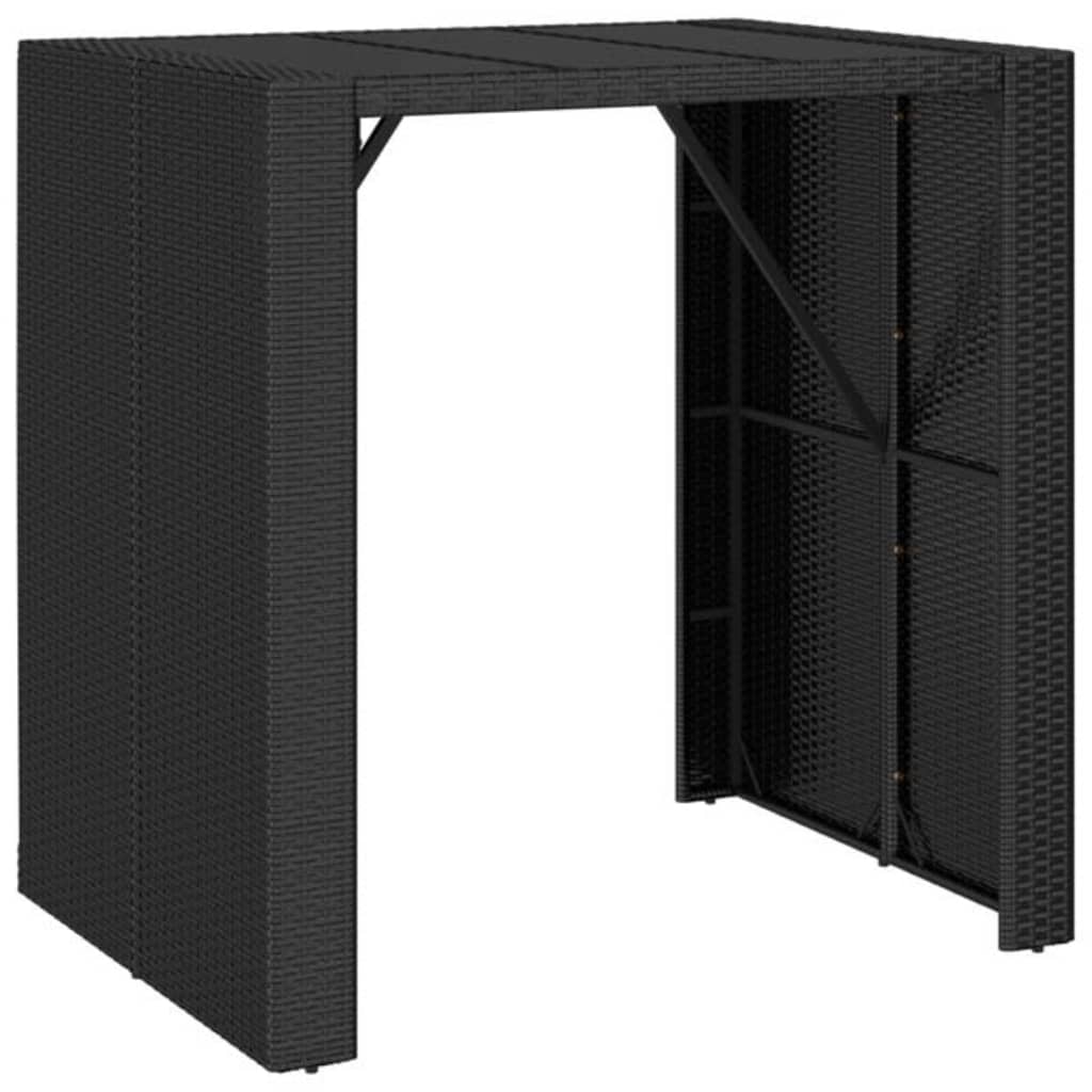 Garden Bar Set | Black | PE rattan, powder-coated steel, tempered glass