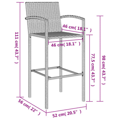 Garden Bar Set | Black | PE rattan, powder-coated steel, tempered glass