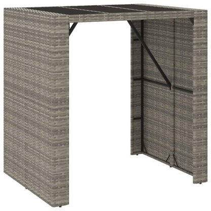 Garden Bar Set | Grey | PE Rattan, Powder-Coated Steel, Tempered Glass