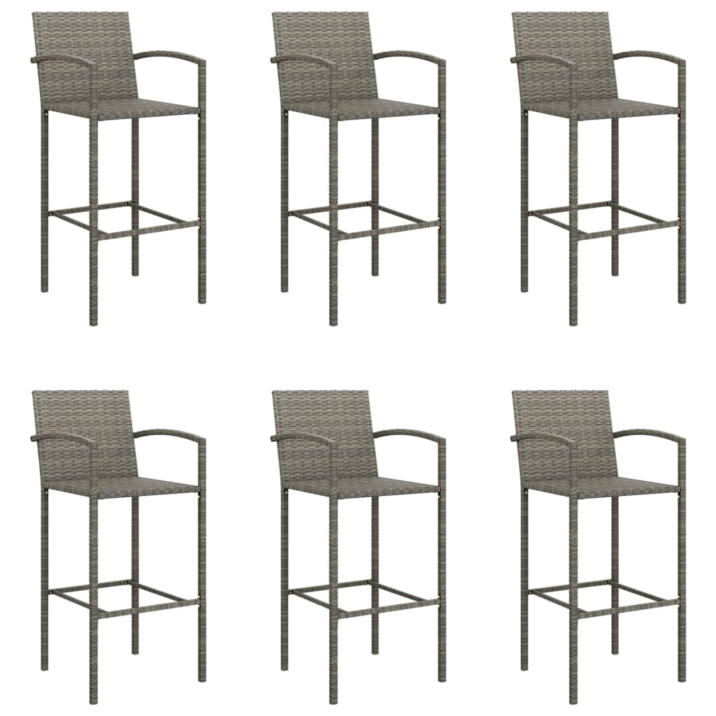 Garden Bar Set | Grey | PE rattan, powder-coated steel, tempered glass
