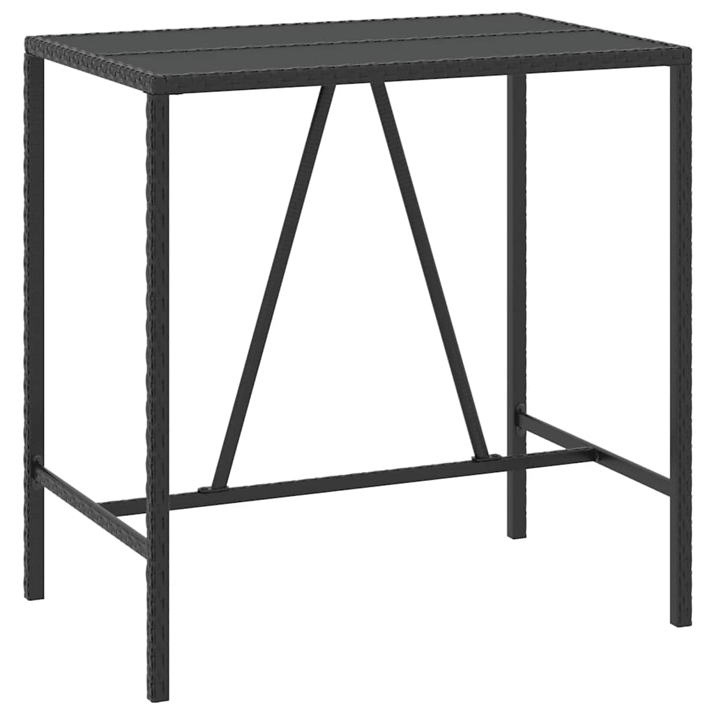 Garden Bar Set | Black | PE rattan | Footrest | Garden Bar Set