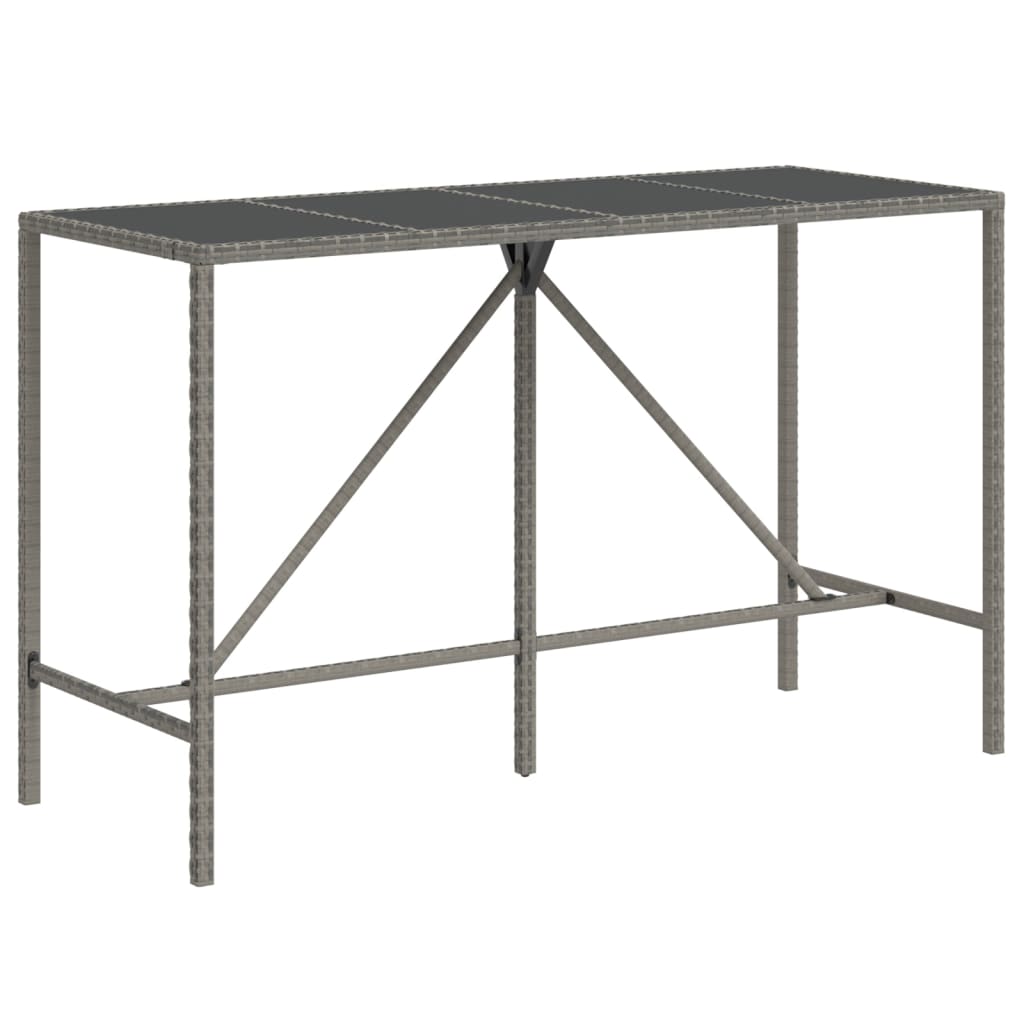 Garden Bar Set | Grey | PE Rattan, Solid Acacia Wood, Powder-Coated Steel