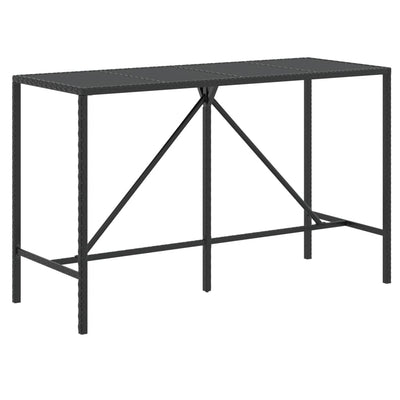 11 Piece Patio Bar Set Black Poly Rattan& Solid Wood Acacia