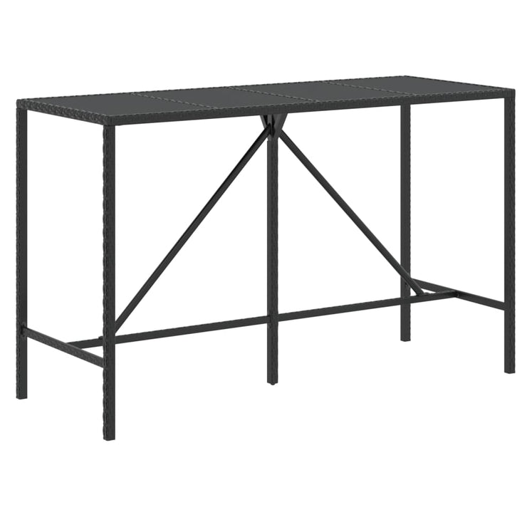 11 Piece Patio Bar Set Black Poly Rattan& Solid Wood Acacia