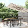 11 Piece Patio Bar Set Black Poly Rattan& Solid Wood Acacia