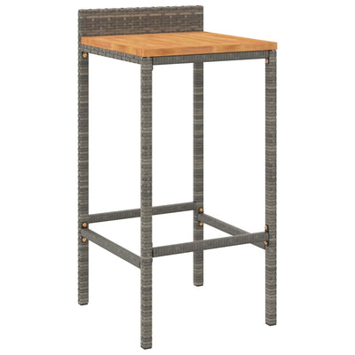 11 Piece Patio Bar Set Gray Poly Rattan& Solid Wood Acacia