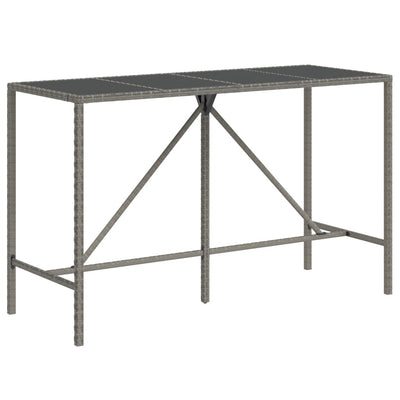 11 Piece Patio Bar Set Gray Poly Rattan& Solid Wood Acacia