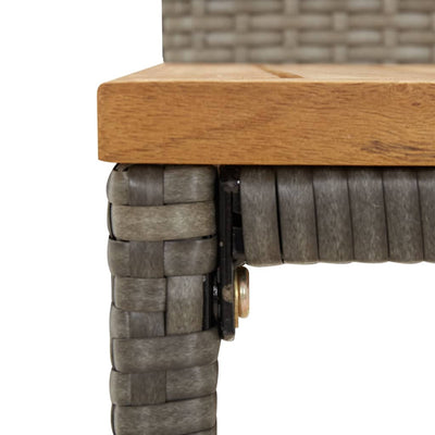 11 Piece Patio Bar Set Gray Poly Rattan& Solid Wood Acacia