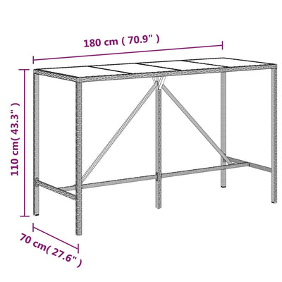 11 Piece Patio Bar Set Gray Poly Rattan& Solid Wood Acacia