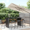9 Piece Patio Bar Set Black Poly Rattan& Solid Wood Acacia
