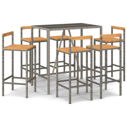 Garden Bar Set | Grey | PE rattan | Large |  Footrest  | Garden Bar Set
