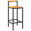 11 Piece Patio Bar Set Black Poly Rattan& Solid Wood Acacia