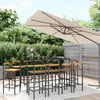 11 Piece Patio Bar Set Black Poly Rattan& Solid Wood Acacia