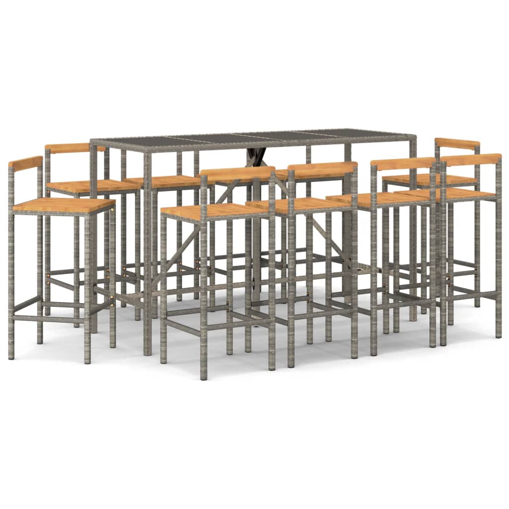 Garden Bar Set | Grey | PE rattan | Large | Garden Bar Set | Rectangular