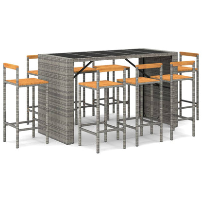 Garden Bar Set | Grey | PE rattan | Medium |  Footrest  | Bar Table Set