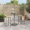 3 Piece Patio Bar Set Gray Poly Rattan&Solid Wood Acacia