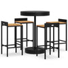 5 Piece Patio Bar Set Black Poly Rattan&Solid Wood Acacia