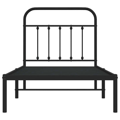 Metal Bed Frame without Mattress with Headboard Black 90x190cm