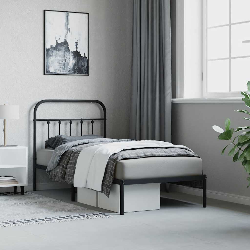 Bed Frame | Black | Powder-Coated Steel | Single | Industrial | Bed Frame